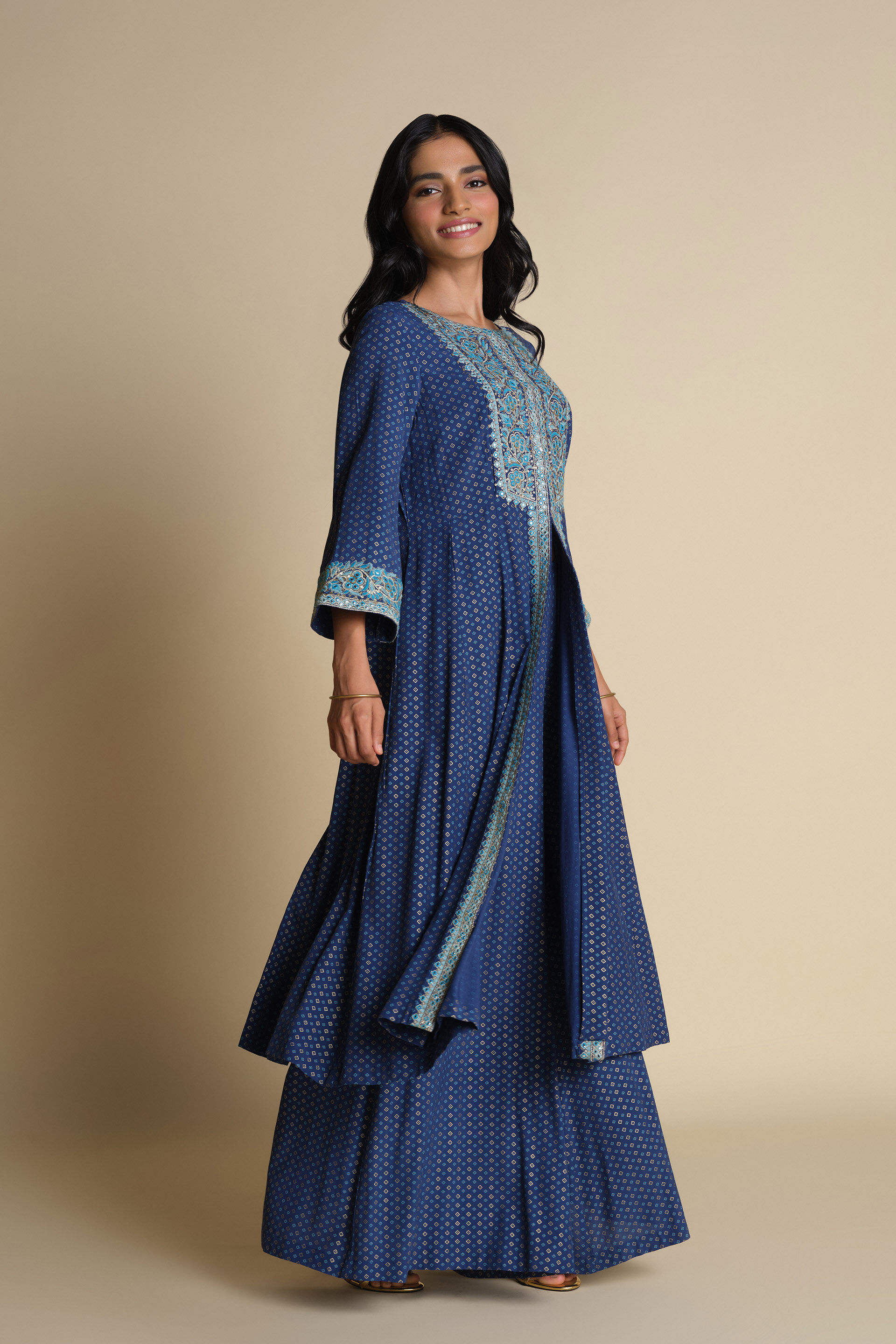 Megh Anarkali Set, Blue, image 2